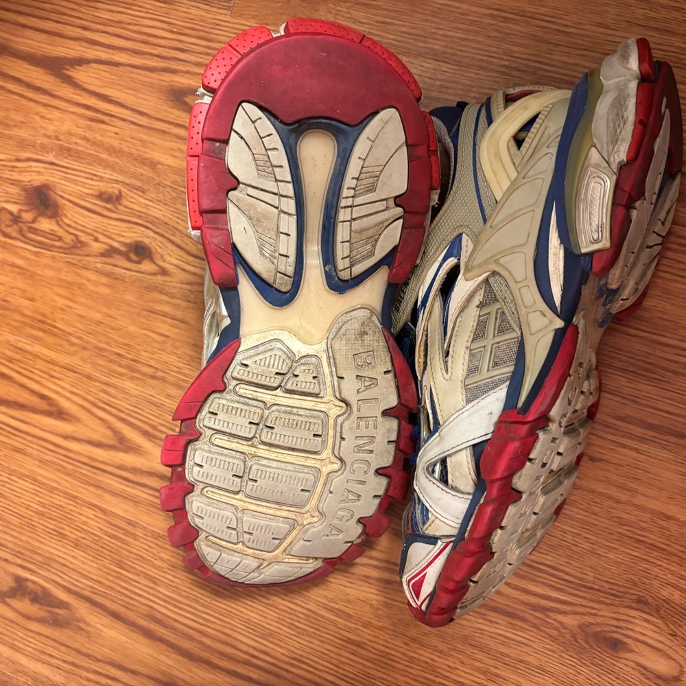 Balenciaga Men's Blue White Red Multi Athletic Sneakers - Picture 3 of 3